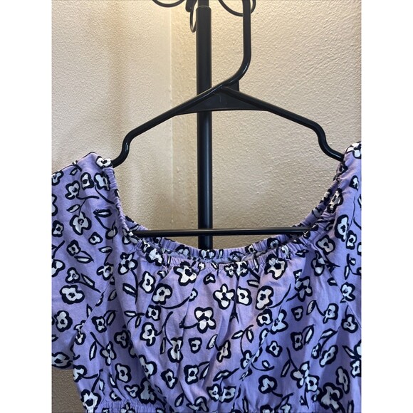 Free Assembly Girl's Off Shoulder Top Purple/White Floral Size M(7/8) - Picture 4 of 5
